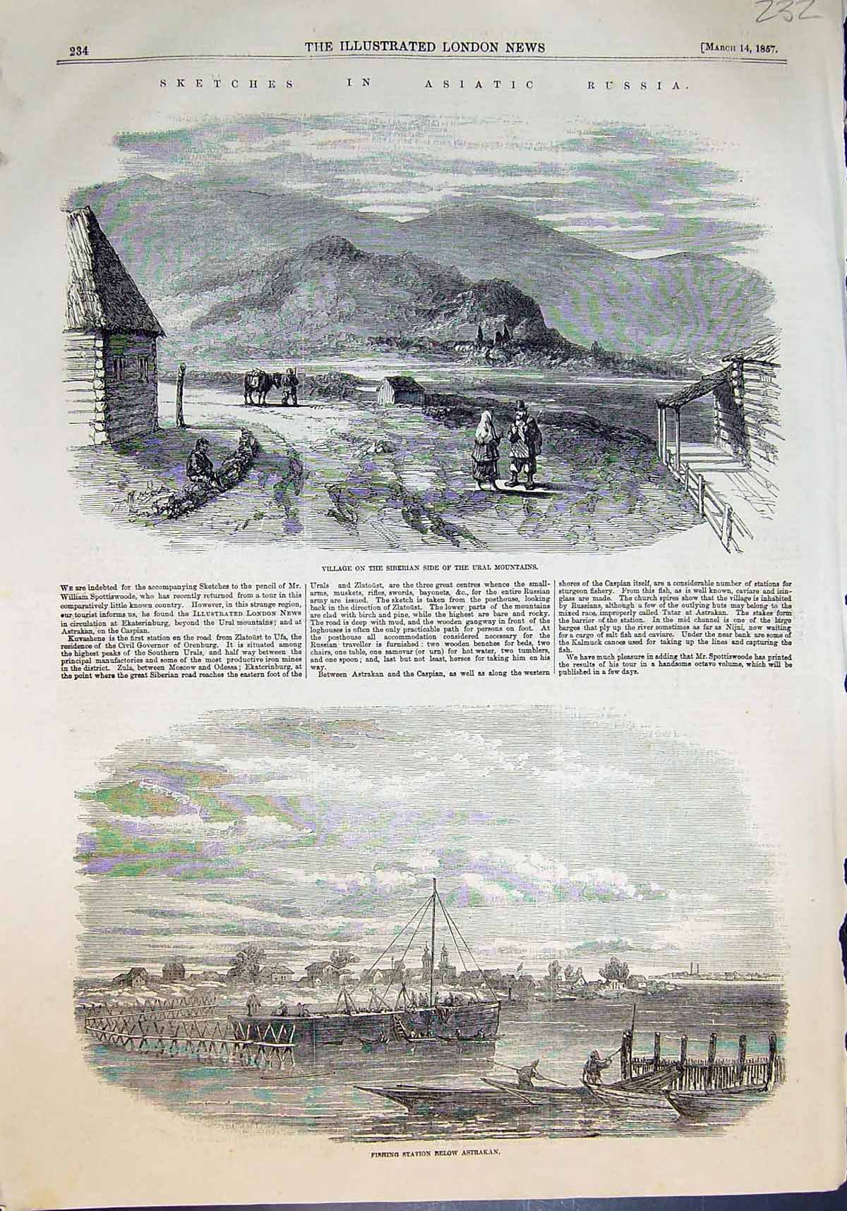 Old Asiatic Russia Village Siberian Side Urals Fishing Station Astrak