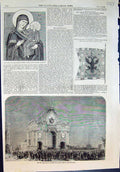 Antique Old Print Virgin Bleeding Cheek Standard Pleskow Red Gate Moscow 1856