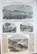 Antique Print New Zealand Crofton Park Omata Mokau River Waitera River 1851