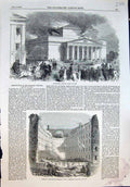 Old Antique Print Imperial Theatre Moscow On Fire Remains After Fire 1853 19th