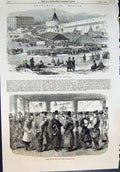Old Antique Print Market Servants Kitai Gorod Moscow Interior Shed 1856 19th