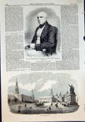 Old Print Count De Chreptowitch Russian Ambassador Red Place Moscow 1856 19th