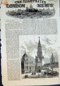 Original Old Antique Print Holy Gate Moscow Exterior Buildings Spires 1856 19th