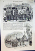 Antique Old Print Courtyard Kremlin Day Coronation Firemen Illuminations 1856