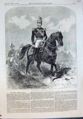 Original Old Antique Print Alexander 11 Emperor Russia Horseback 1855
