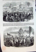 Old Print Palm Sunday St Petersburg Easter Festival Presentation Egg 1854 19th