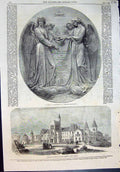Old Print Vision Bas Relief J Edwards New University College Toronto 1859 19th