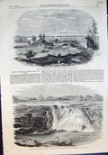 Antique Print Grand Trunk Railway Canada Bridge Chaudiere River Falls 1856 19th