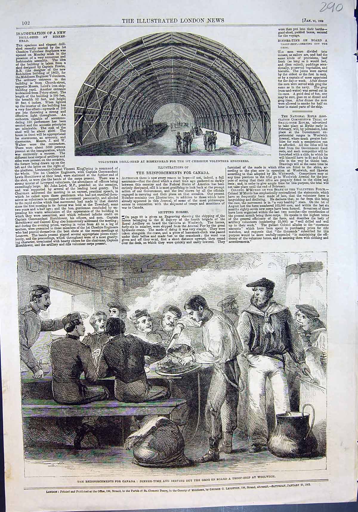 Old Reinforcements Canada Drill Shed Cheshires Troopship Woolwich 186 Victorian