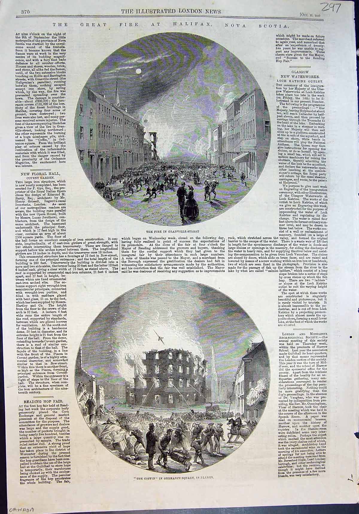 Old Great Fire Halifax Nova Scotia Granville St Coffin Ordnance Sq 18 19th
