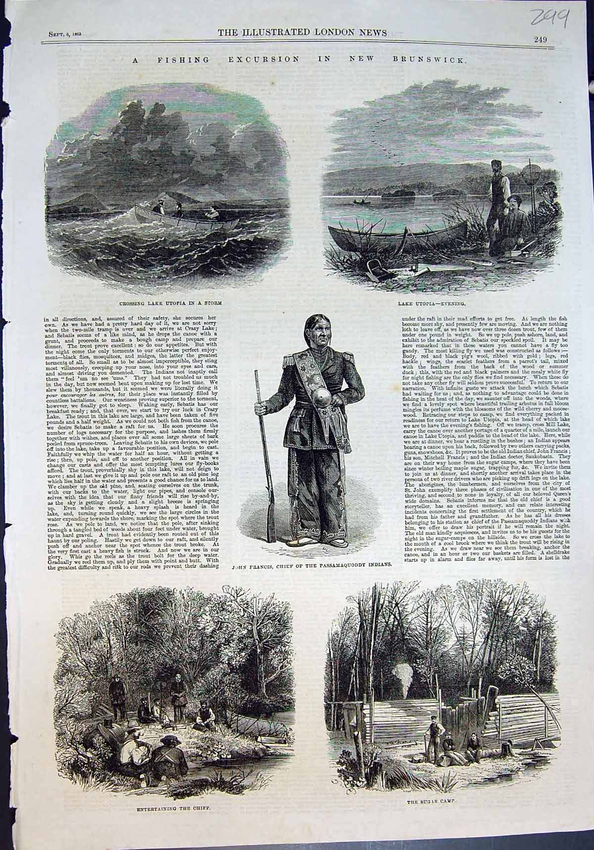 Old Fishing Excursion New Brunswick Lake Utopia John Francis Indian