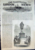 Original Old Antique Print Statue Dr Franklin Just Erected Boston Usa 1856 19th