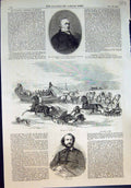 Antique Old Print Mr Buchanan President Us Sleighing Boston Colonel Colt 1856
