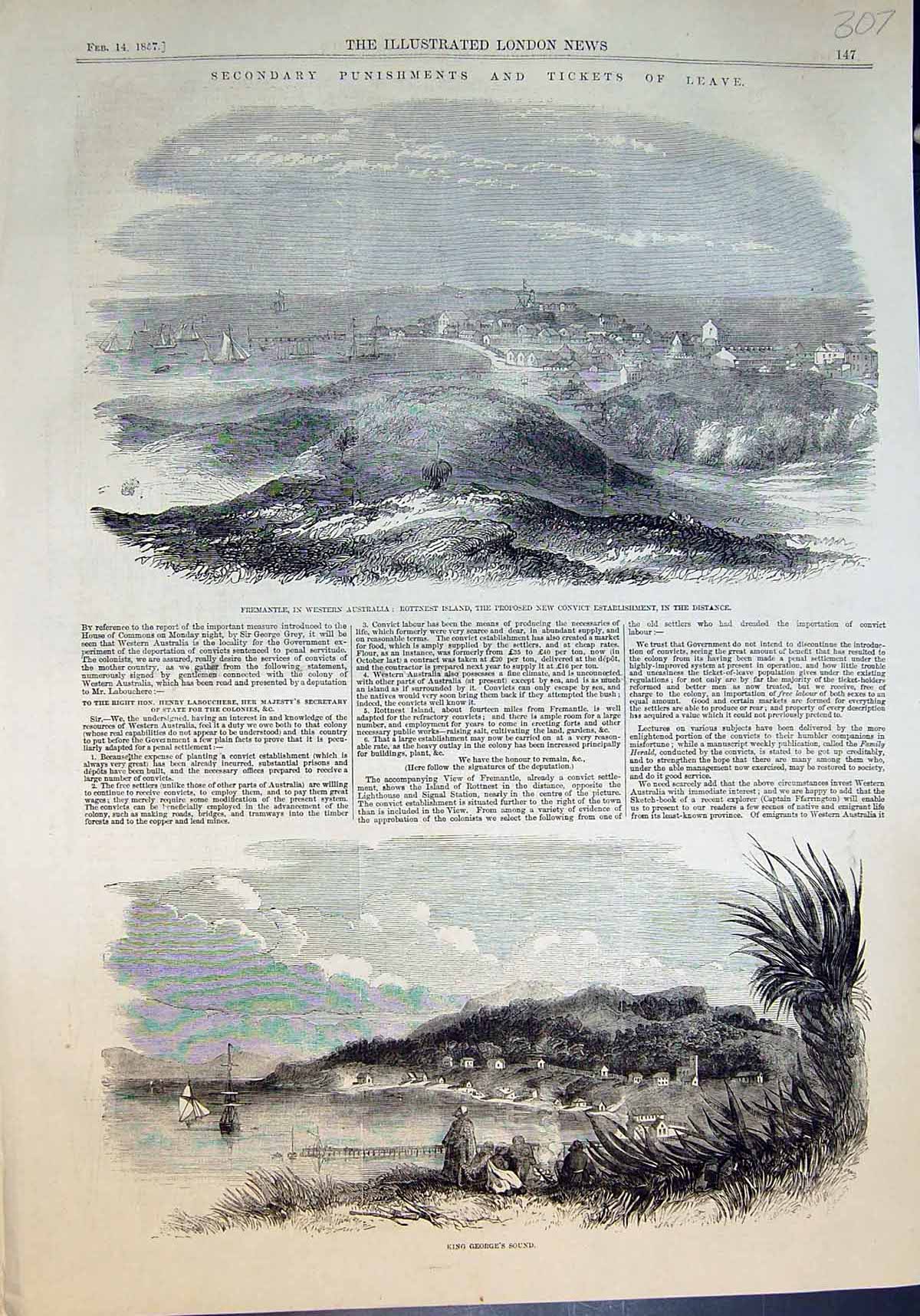 Old Freemantle Proposed Convict Establishment King Georges Sound 1857 Victorian
