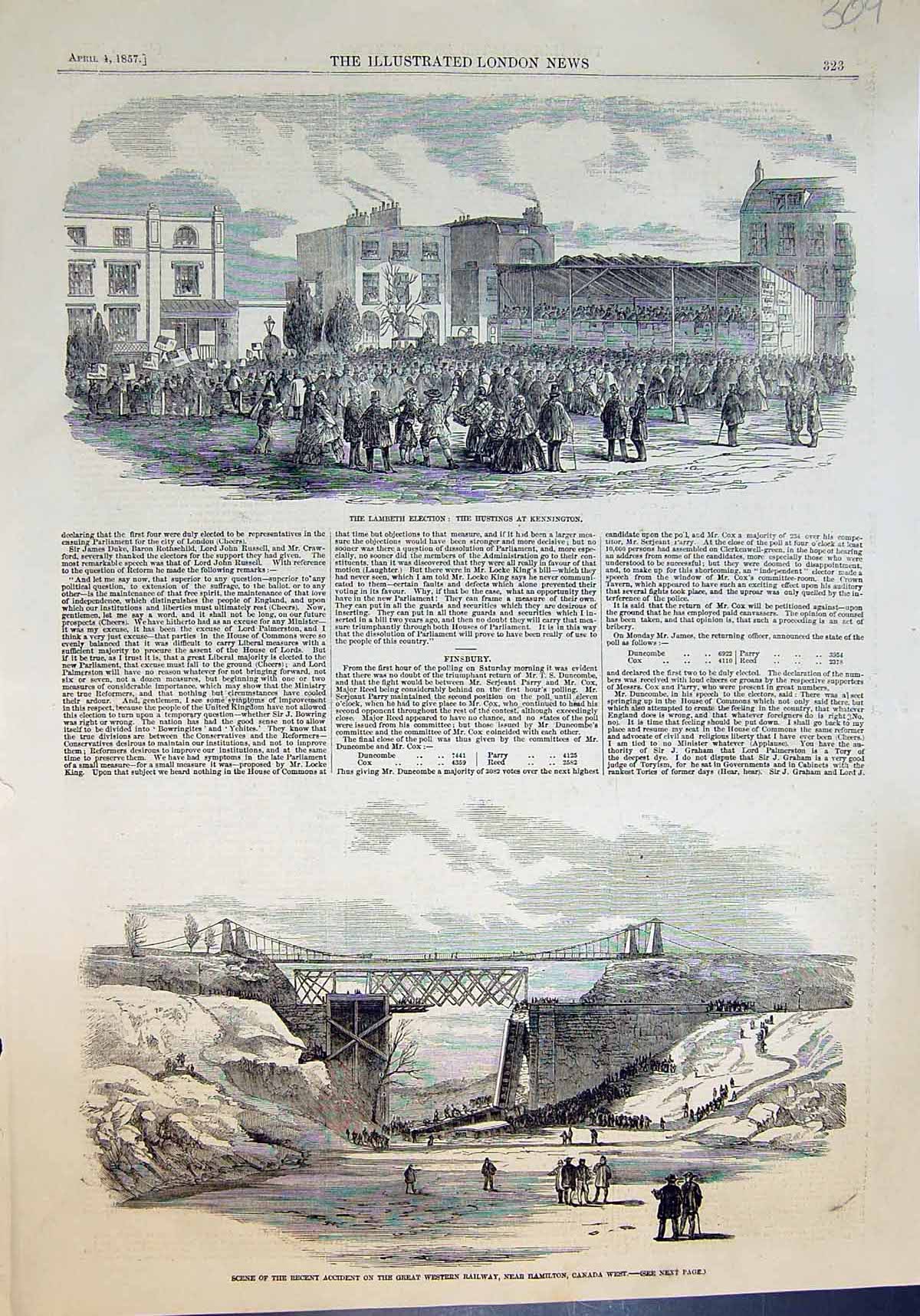 Old Lambeth Election Hustings Kennington Accident Railway Hamilton185 Victorian