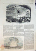 Old Print American Art Prizes New York Explosion Frigate Donna Maria 1851 19th