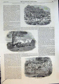 Old Antique Print California Industy Bar Sicard Yuba GWashing Yuba 1853 19th