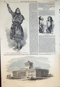 Old Print Ojibbeway Chief Theatre Peruvian Mummies State House Ohio 1850 19th