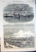 Old Print Civil War America Fort Monroe Virginia Fort Smith Arkansas 1861 19th