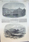 Original Old Antique Print Balaclava Harbour Ships View Inside Port 1854 19th