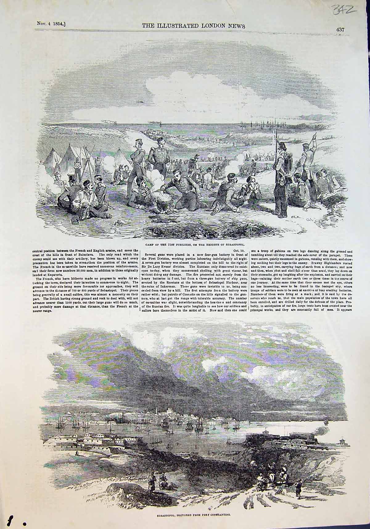 Old Camp 21St Fusiliers Heights Sebastopol Town Fort Constantine 1854