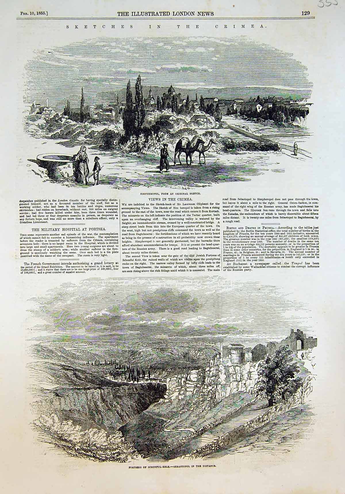 Old Crimea Simpheropol Fortress Schonful-Kele Sebastopol Distance 185 Victorian