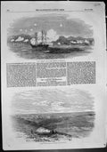 Old Print Valorous Russian Steamers Shelling French Camp Sebastopol 1854 19th