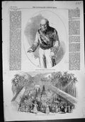 Antique Old Print Capt Gen Castanos Duke Baylen Festival Perahera Ceylon 1852