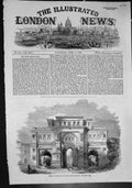 Original Old Antique Print Gateway Leading Palace Square Kolapoor 1858 19th