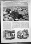 Antique Old Print Guzerat Punjaub English Church Tombs English Officers 1864