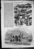 Old Print Entrance Gateway Taje Mahal Agra Street Sirinagur Cashmere 1857 19th