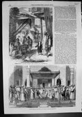 Old Antique Print Vegetable Bazaar Cashmere Nawabs Durbar Reception 1857 19th