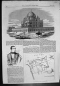 Old Print Tomb Emperor Humayon Plan Attack Delhi Brig Gen Nicholson 1857 19th