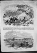 Old Print East Indian Railway Engineers Camp Engineers House Muttra 1857 19th