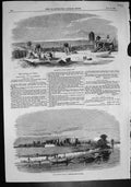 Old Antique Print Mound Battery Before Delhi Fort William Calcutta 1857 19th