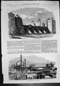 Antique Old Print Bridge Delhi Palace Mogul Agra Road Jumna Musjid Delhi 1857