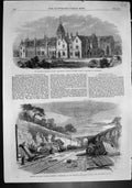 Antique Print Diocesan College Winchester Railway Accident Winchburgh 1862 19th