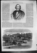 Original Old Antique Print Late Mr Wakley Launch Ipswich Life Boat 1862 19th