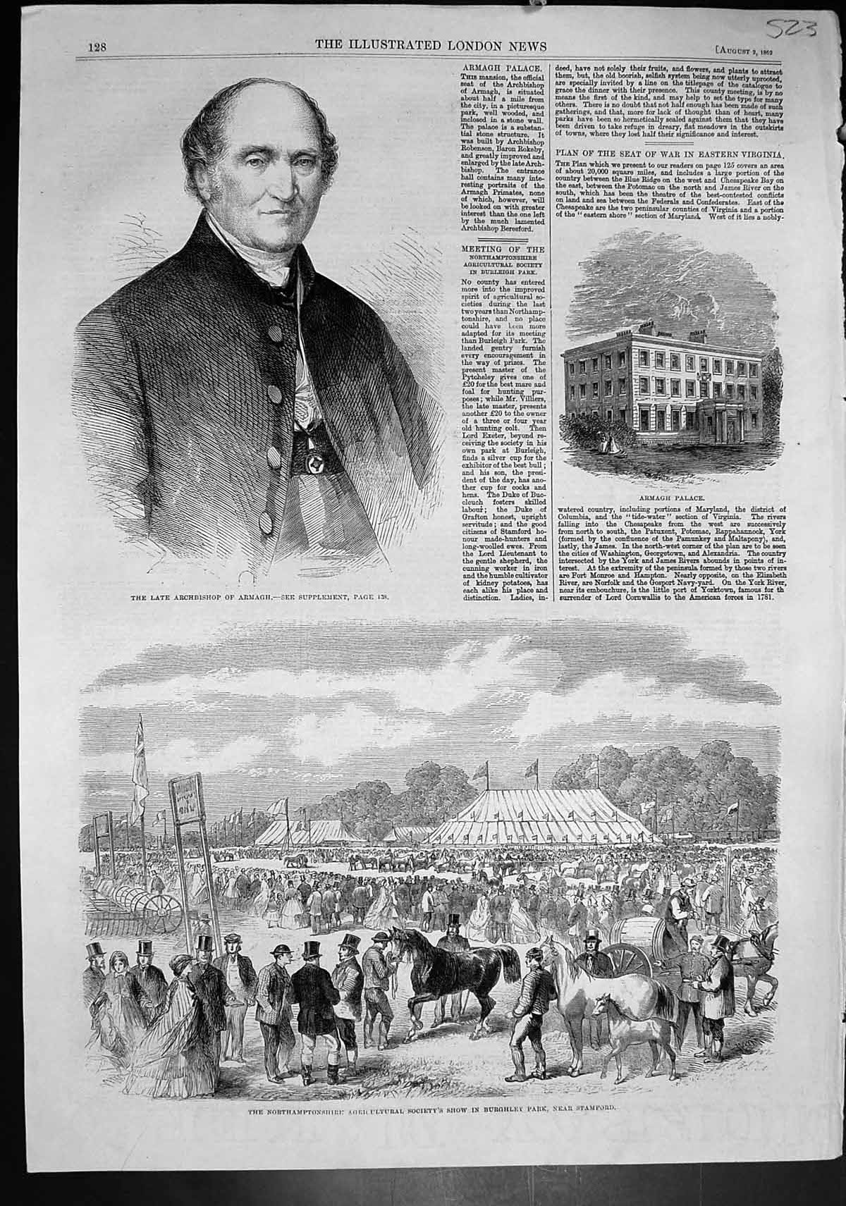 Old Archbishop Armagh Palace Agricultural Show Burghley Stamford1862 Victorian