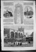 Old Print Shakspeares Chapel Stratford Cleopatras Needle Alexandria 1862 19th