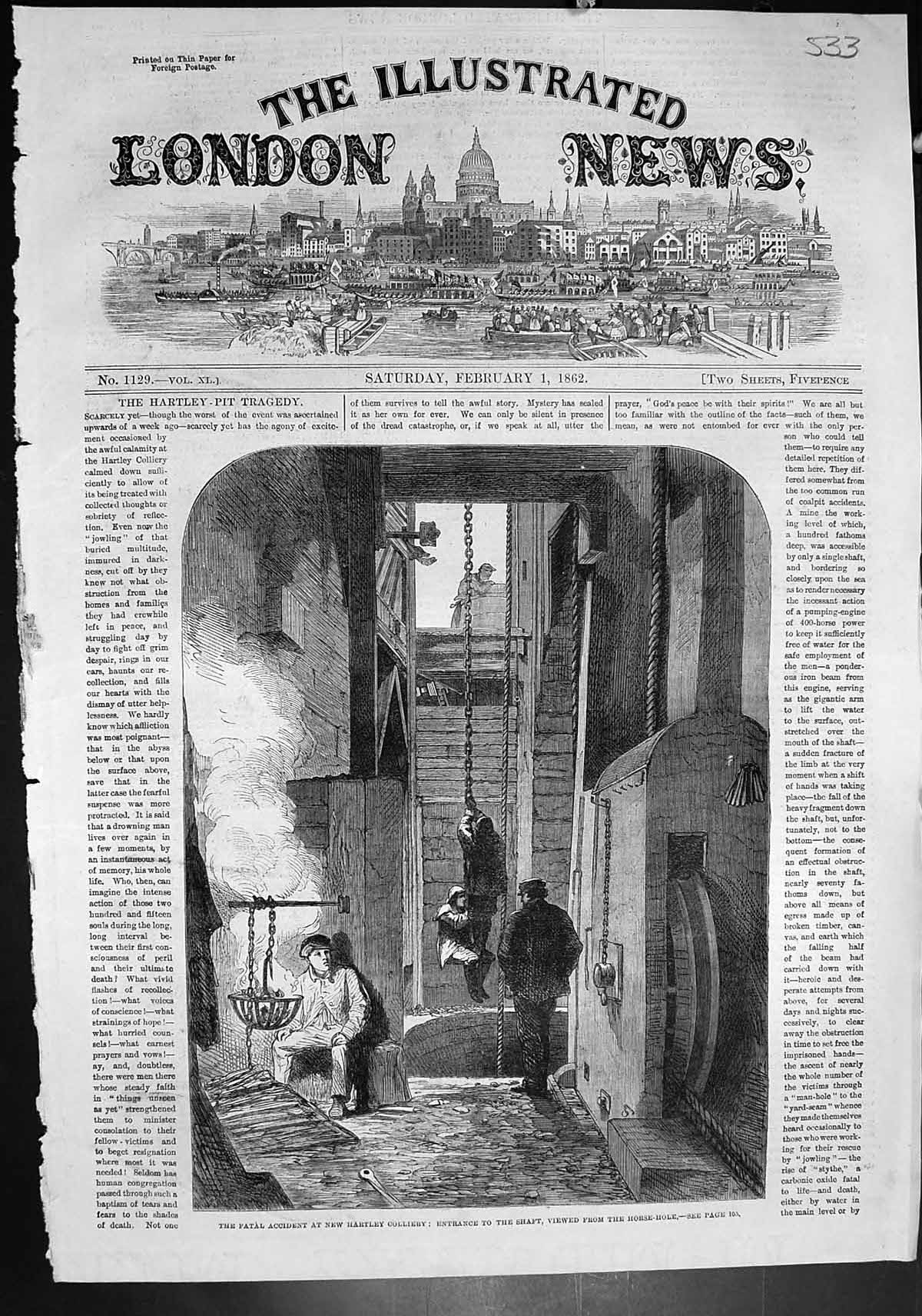 Old Fatal Accident New Hartley Colliery Entrance Shaft Horse Hole 186 Victorian