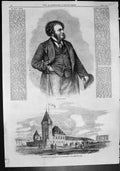 Antique Old Print Mr Mark Lemon Stockport Volunteer Armoury Drillground 1862