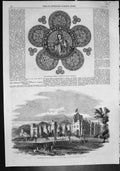 Old Print D'Eyncourt Window Lincoln Cathedral Bayons Manor Tennyson 1859 19th