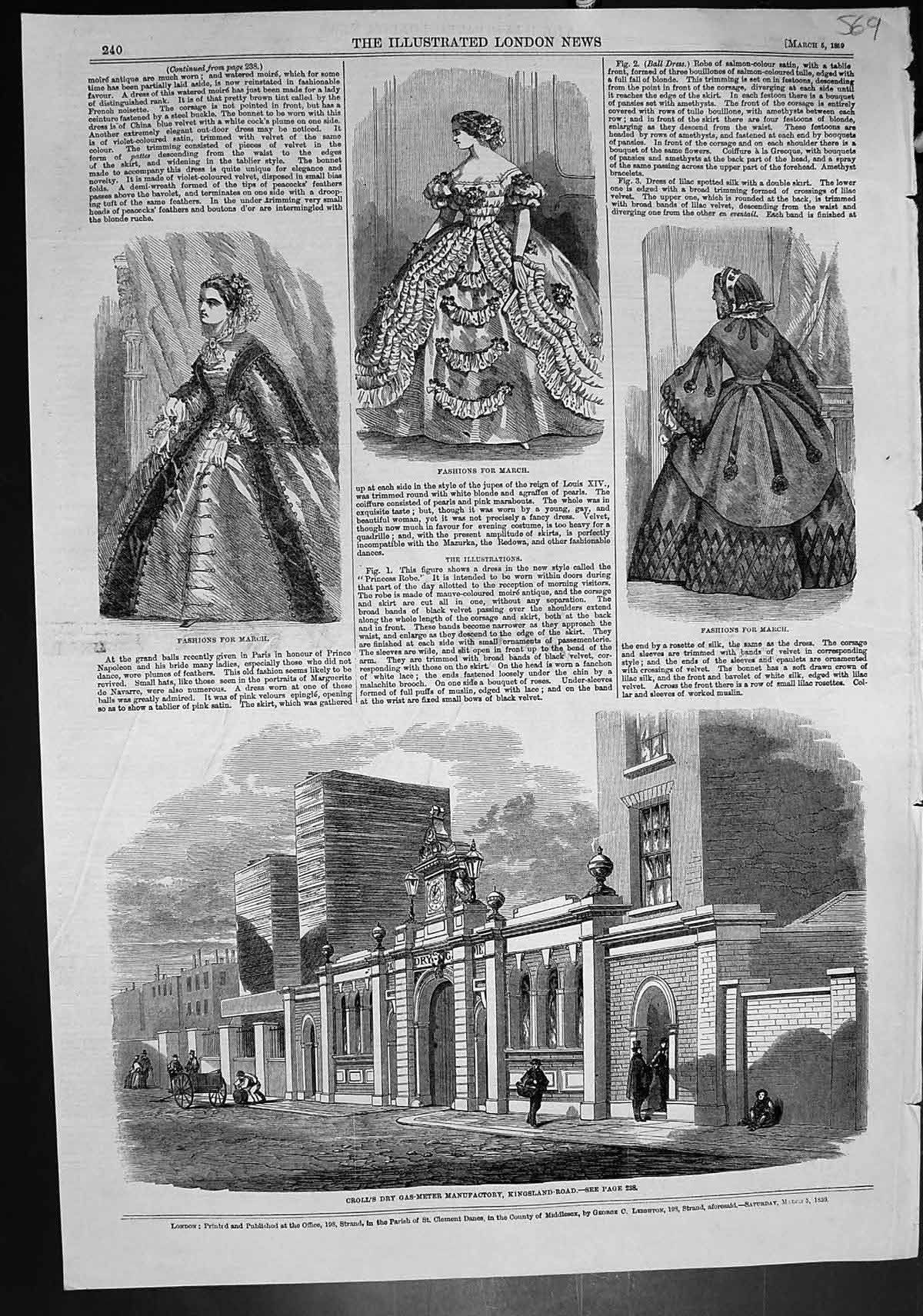 Old Paris Fashions Crolls Dry Gas Meter Manufactory Kingsland Rd 1859 Victorian