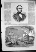 Old Print George S Beecroft Mp Destruction Birdingbury Hall Warwick 1859 19th