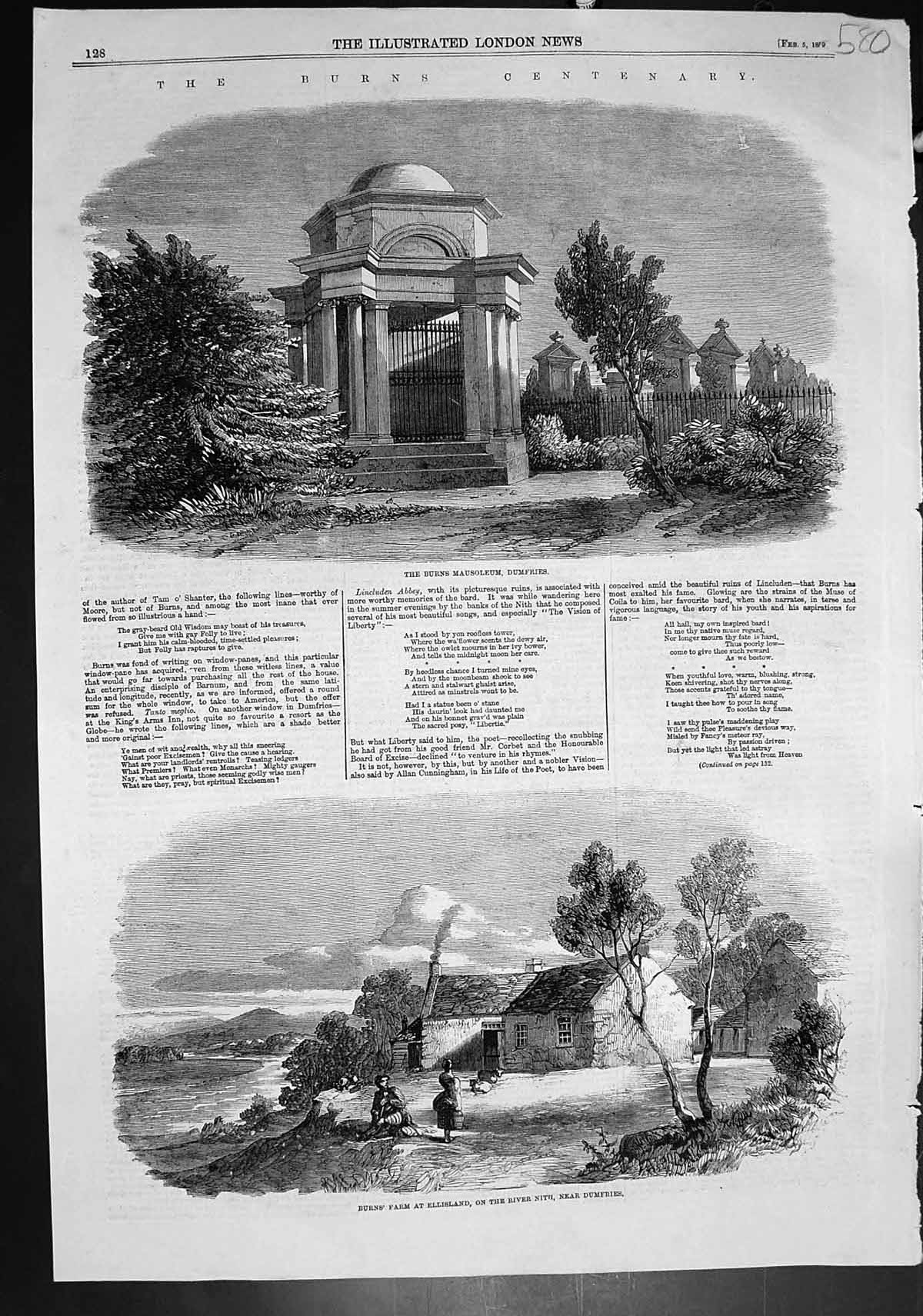 Old Burns Mausoleum Dumfries Farm Ellisland River Nith Dumfries 1859 Victorian