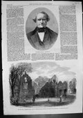 Antique Print George Peabody Fire Campden House Garden Remains Theatre 1862
