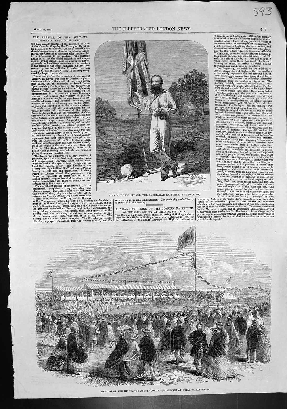 Old John M Stuart Australian Explorer Meeting Highland Soc Geelong 18 Victorian