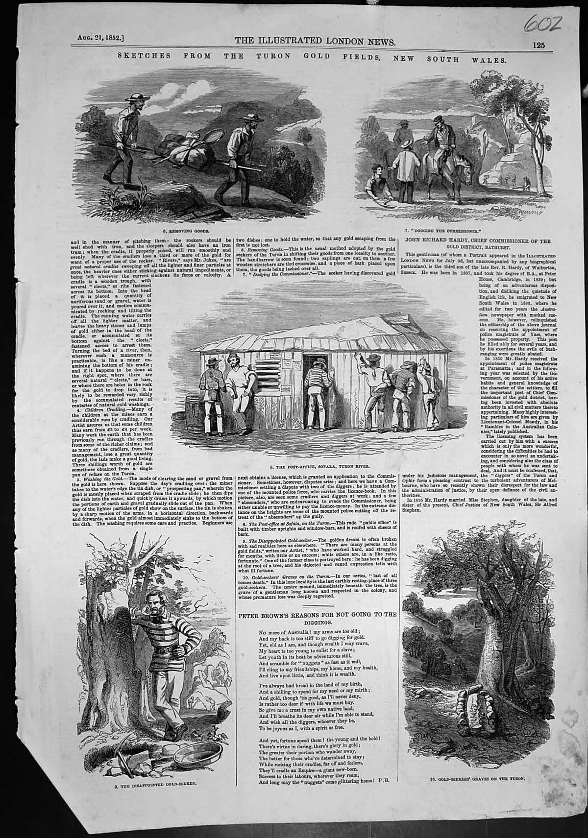 Antique Print Turon GFields N S Wales Removing Goods Post Office Sofala 185