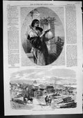 Old Print Spanish Gypsy Camp Mt Eliot New Zealand Roman Toilet Ring 1856 19th